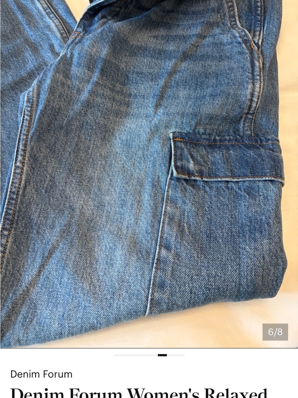 Denim Forum Straight-Leg Relaxed Cargo Jeans - Blue - Picture 6 of 7